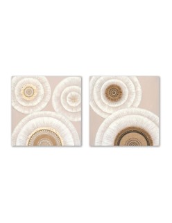 Cuadro Home ESPRIT Blanco Beige Círculos Escandinavo 80 x 3 x 80 cm (2 Unidades)