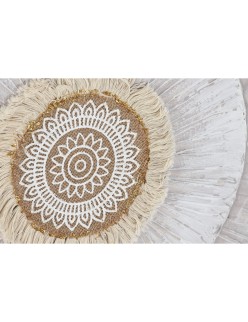 Cuadro Home ESPRIT Blanco Beige Círculos Escandinavo 80 x 3 x 80 cm (2 Unidades)