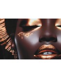 Quadro Home ESPRIT Nero Dorato Africana 80 x 3,5 x 80 cm (2 Unità)