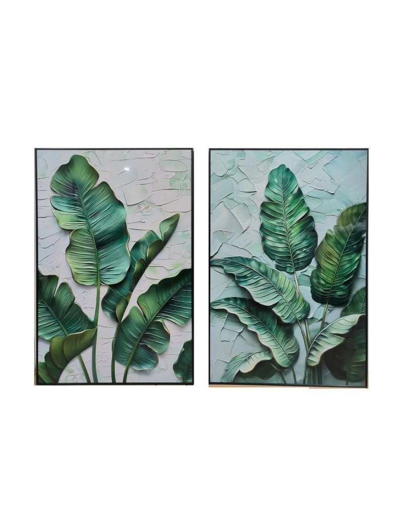 Cuadro Home ESPRIT Verde Palmeras Tropical 80 x 3,5 x 120 cm (2 Unidades)