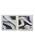 Cuadro Home ESPRIT Blanco Negro Abstracto Moderno 80 x 3,5 x 80 cm (2 Unidades)