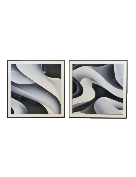 Cuadro Home ESPRIT Blanco Negro Abstracto Moderno 80 x 3,5 x 80 cm (2 Unidades) Cuadro Home ESPRIT Blanco Negro Abstracto Moderno 80 x 3,5 x 80 cm (2 Unidades)