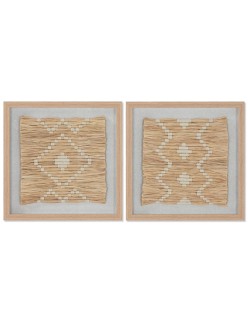 Pintura Home ESPRIT Branco Natural Escandinavo 40 x 3 x 40 cm (2 Unidades)