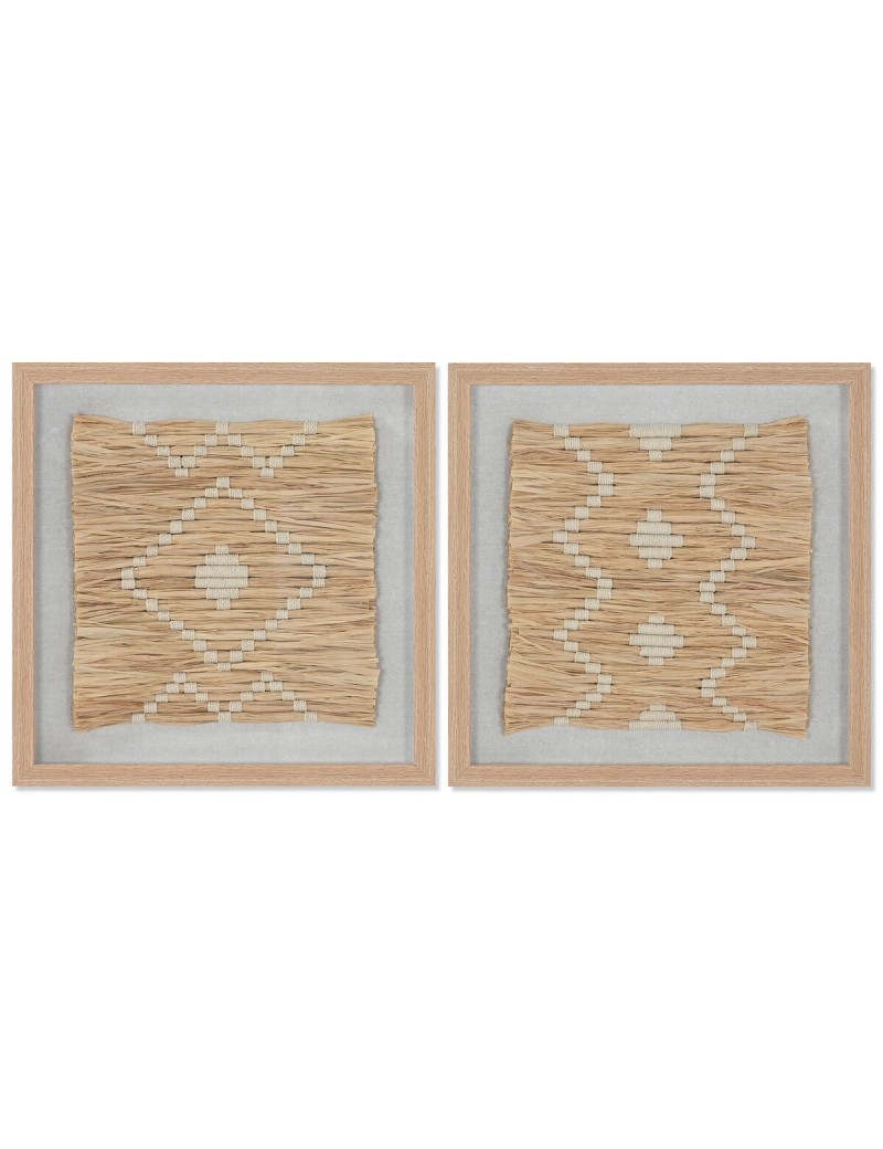 Cuadro Home ESPRIT Blanco Natural Escandinavo 40 x 3 x 40 cm (2 Unidades)