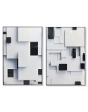 Pintura Home ESPRIT Branco Preto Abstrato Moderno 80 x 3,5 x 120 cm (2 Unidades)
