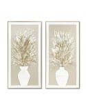Pintura Home ESPRIT Branco Bege Vaso Tradicional 62 x 4,5 x 122 cm (2 Unidades)