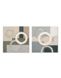 Pintura Home ESPRIT Azul Verde Abstrato Urbana 80 x 3 x 80 cm (2 Unidades)