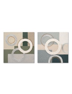 Cadre Home ESPRIT Bleu Vert Abstrait Urbaine 80 x 3 x 80 cm (2 Unités)