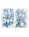 Cuadro Home ESPRIT Azul Flor Tradicional 60 x 3 x 90 cm (2 Unidades)