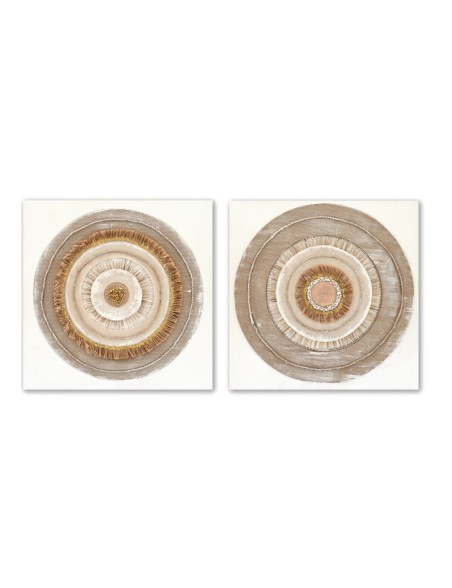 Cuadro Home ESPRIT Beige Natural Círculos Escandinavo 80 x 3 x 80 cm (2 Unidades)
