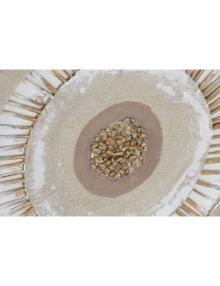 Cuadro Home ESPRIT Beige Natural Círculos Escandinavo 80 x 3 x 80 cm (2 Unidades)
