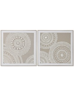 Cadre Home ESPRIT Blanc Beige Cercles Urbaine 82 x 4,5 x 82 cm (2 Unités)