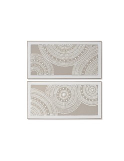 Cuadro Home ESPRIT Blanco Beige Círculos Urbano 122 x 4,5 x 62 cm (2 Unidades)