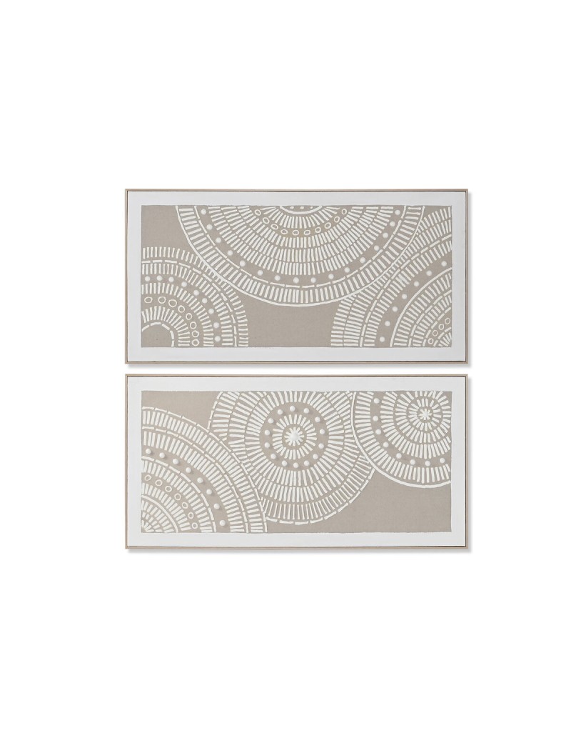 Cuadro Home ESPRIT Blanco Beige Círculos Urbano 122 x 4,5 x 62 cm (2 Unidades)