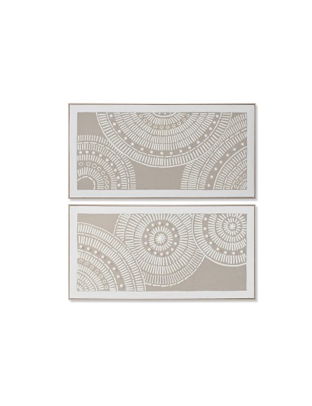 Cuadro Home ESPRIT Blanco Beige Círculos Urbano 122 x 4,5 x 62 cm (2 Unidades)