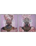 Quadro Home ESPRIT Malva Moderno Africana 102 x 4,5 x 102 cm (2 Unità)