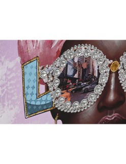 Quadro Home ESPRIT Malva Moderno Africana 102 x 4,5 x 102 cm (2 Unità)