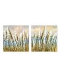 Pintura Home ESPRIT Azul Dourado Praia Mediterrâneo 80 x 3 x 80 cm (2 Unidades)