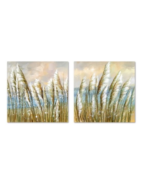 Cadre Home ESPRIT Bleu Doré Plage méditerranéen 80 x 3 x 80 cm (2 Unités)