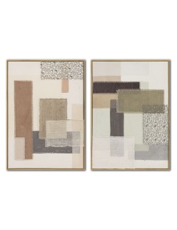 Cuadro Home ESPRIT Marrón Beige Abstracto Urbano 50 x 3 x 70 cm (2 Unidades)
