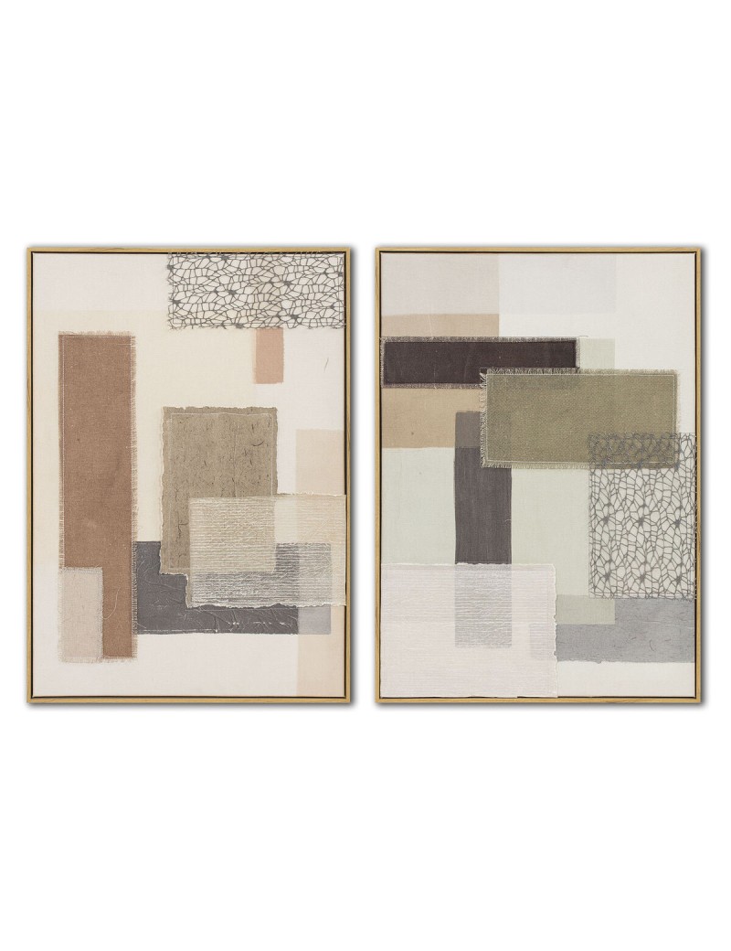 Cuadro Home ESPRIT Marrón Beige Abstracto Urbano 50 x 3 x 70 cm (2 Unidades)