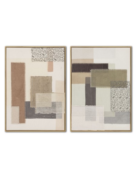 Cuadro Home ESPRIT Marrón Beige Abstracto Urbano 50 x 3 x 70 cm (2 Unidades)
