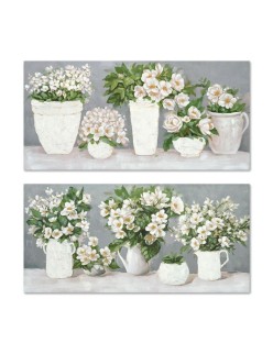 Pintura Home ESPRIT Branco Cinzento Romântico 140 x 3 x 70 cm (2 Unidades)