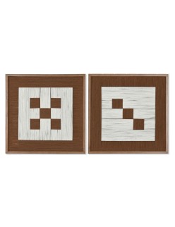 Cuadro Home ESPRIT Blanco Marrón Beige Moderno Urbano 50 x 3 x 50 cm (2 Unidades)
