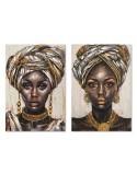 Bild Home ESPRIT Schwarz Gold Kolonial Afrikanerin 60 x 3 x 90 cm (2 Stück)