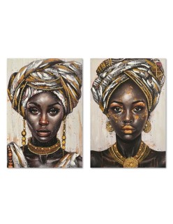 Bild Home ESPRIT Schwarz Gold Kolonial Afrikanerin 60 x 3 x 90 cm (2 Stück)