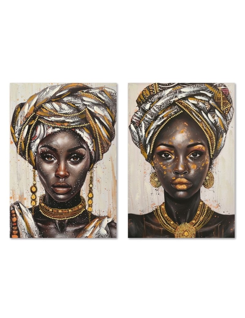 Cadre Home ESPRIT Noir Doré Colonial Africaine 60 x 3 x 90 cm (2 Unités)