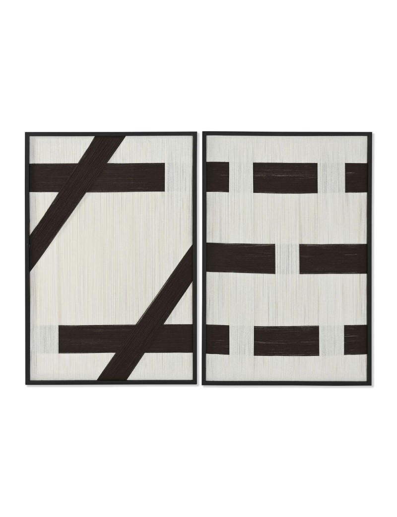 Cuadro Home ESPRIT Blanco Gris oscuro Moderno Urbano 60 x 3 x 90 cm (2 Unidades)