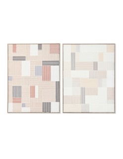 Cuadro Home ESPRIT Marrón Beige A cuadros Urbano 60 x 3 x 80 cm (2 Unidades)