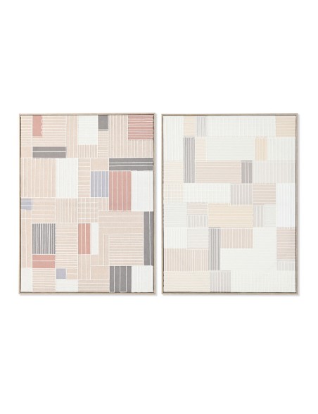 Cuadro Home ESPRIT Marrón Beige A cuadros Urbano 60 x 3 x 80 cm (2 Unidades)