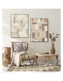 Cuadro Home ESPRIT Marrón Beige A cuadros Urbano 60 x 3 x 80 cm (2 Unidades)