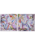 Pintura Home ESPRIT Moderno Cão 80 x 3 x 80 cm (2 Unidades)