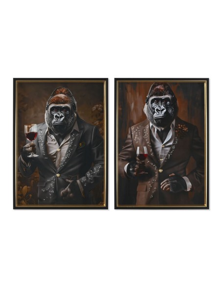 Bild Home ESPRIT Braun Schwarz Gorilla Loft Lackierung 51,5 x 4,5 x 71,5 cm (2 Stück)