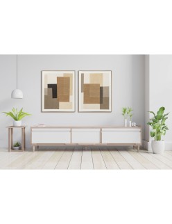 Cuadro Home ESPRIT Marrón Beige Abstracto Urbano 80 x 4,5 x 100 cm (2 Unidades)