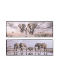 Cuadro Home ESPRIT Beige Gris Elefante Colonial Purpurina 150 x 4 x 50 cm (2 Unidades)