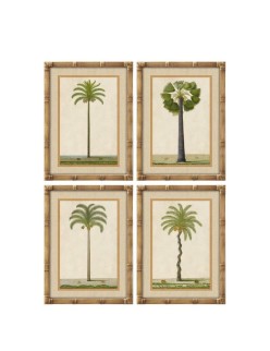 Cuadro Home ESPRIT Verde Natural Palmeras Tropical 45 x 2,5 x 60 cm (4 Unidades)