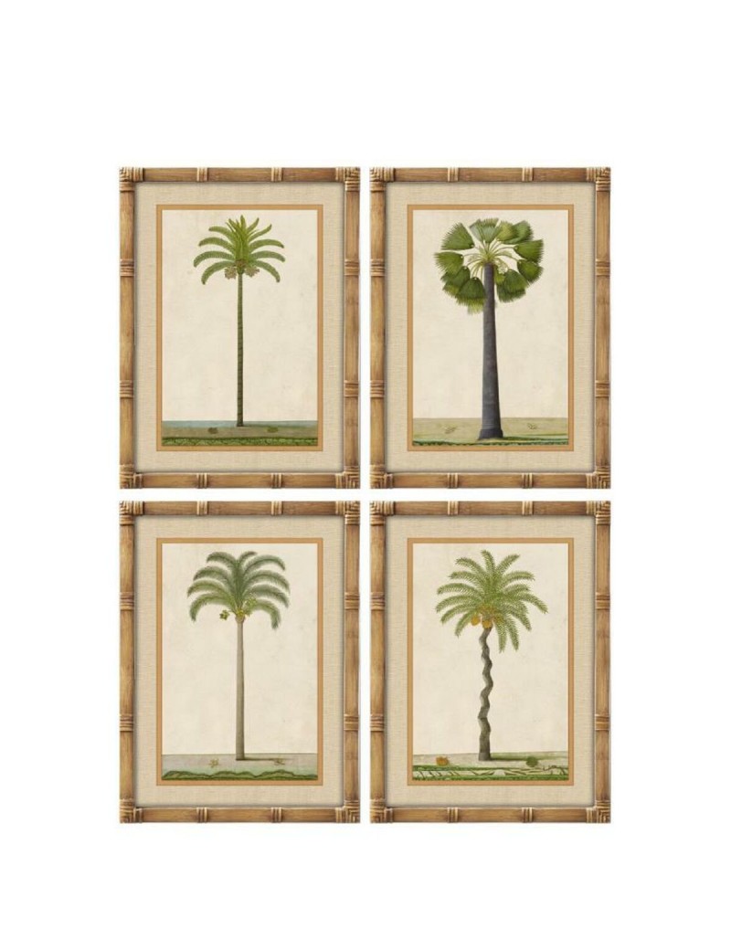 Cuadro Home ESPRIT Verde Natural Palmeras Tropical 45 x 2,5 x 60 cm (4 Unidades)