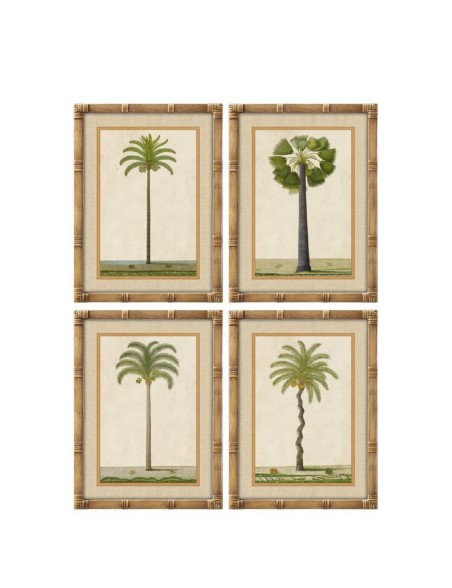 Cuadro Home ESPRIT Verde Natural Palmeras Tropical 45 x 2,5 x 60 cm (4 Unidades)