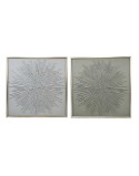 Cuadro Home ESPRIT Blanco Beige Abstracto Moderno 100 x 3,5 x 100 cm (2 Unidades)