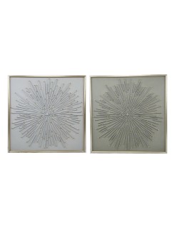 Cuadro Home ESPRIT Blanco Beige Abstracto Moderno 100 x 3,5 x 100 cm (2 Unidades)