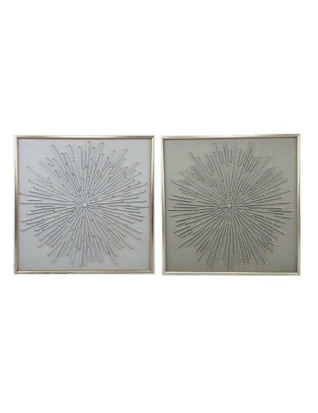 Cuadro Home ESPRIT Blanco Beige Abstracto Moderno 100 x 3,5 x 100 cm (2 Unidades)