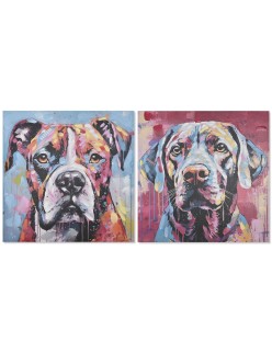 Cuadro Home ESPRIT Moderno Perro 80 x 3 x 80 cm (2 Unidades)