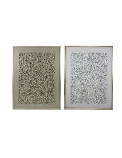 Quadro Home ESPRIT Bianco Beige Dorato Moderno Città 90 x 3,5 x 120 cm (2 Unità)