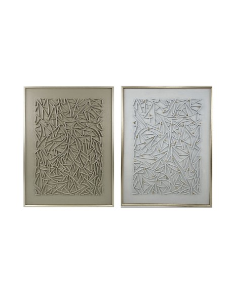 Cuadro Home ESPRIT Blanco Beige Dorado Moderno Urbano 90 x 3,5 x 120 cm (2 Unidades)