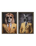 Painting Home ESPRIT Yellow Black Lacquered 50 x 4,5 x 70 cm (2 Units)