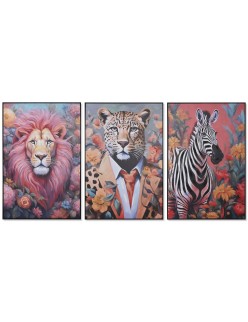 Cuadro Home ESPRIT Animal Moderno 82 x 4 x 122 cm (3 Unidades)